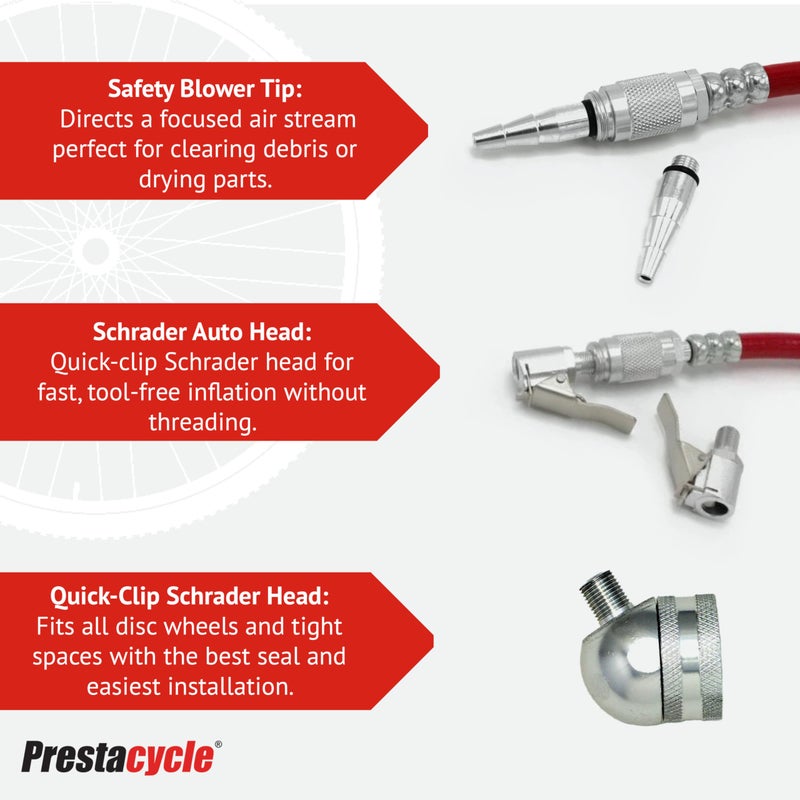 Prestacycle Prestaflator Digital Bicycle Tyre Inflator - Portable Digital Gauge, High Precision Presta & Schrader Air Compressor Tool, Variable-Rate Trigger, Aluminum, Tubeless Tire Inflation & Pressure Checker - Image 3